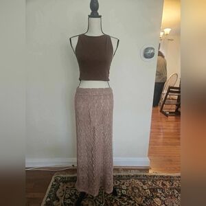 Kirra Textured Maxi Skirt in Tan